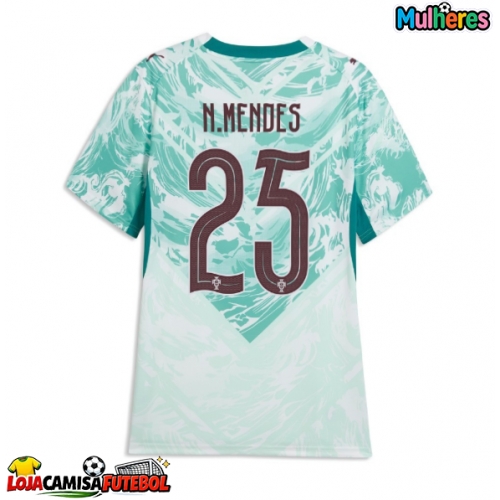 Camisa de Futebol Portugal Nuno Mendes #25 Equipamento Secundário Mulheres Mundo 2026 Manga Curta